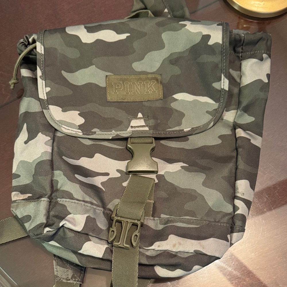 PINK Victoria's Secret Green Camouflage Backpack